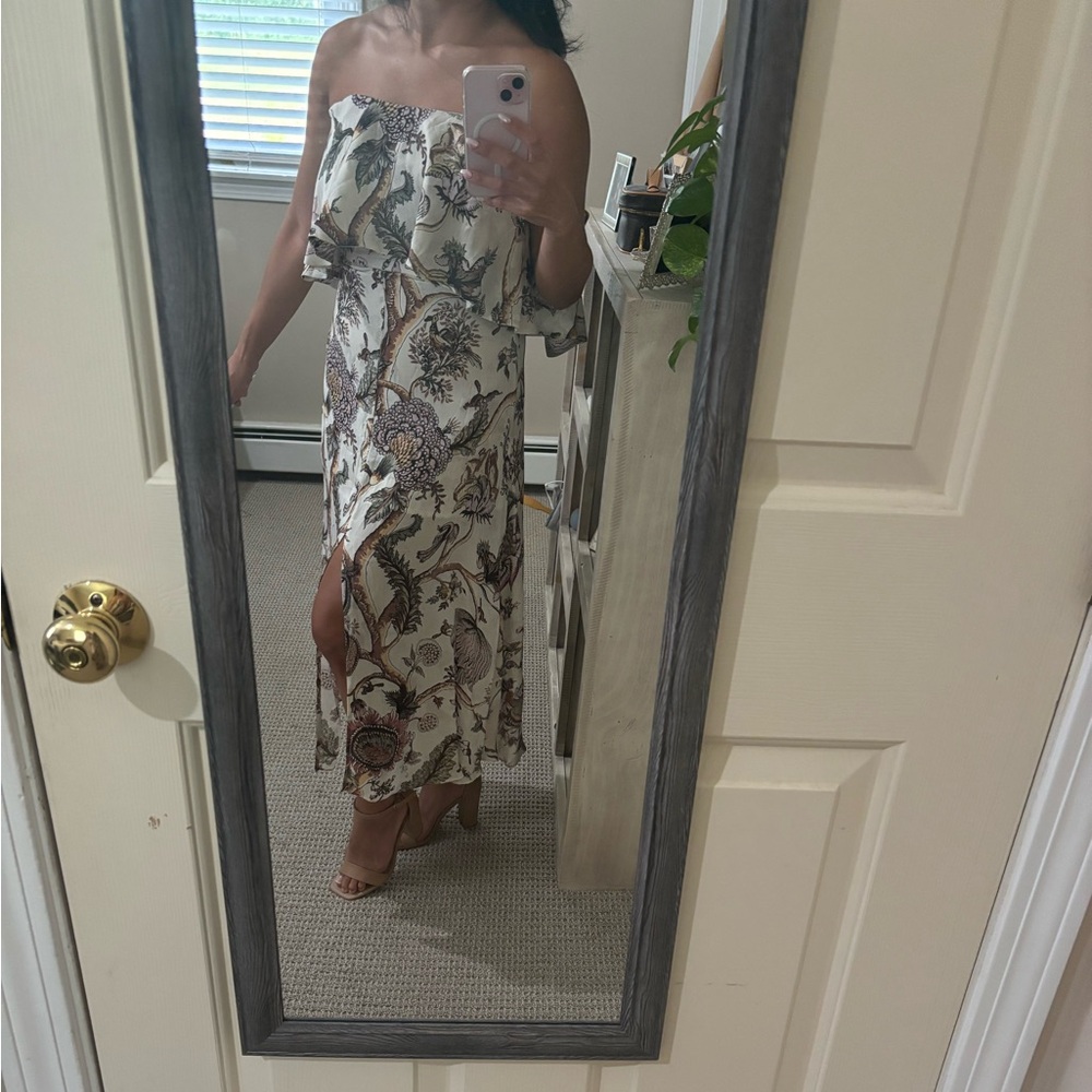 Zimmermann Strapless Floral 100%Silk Midi Dress